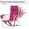 Pinikuyiro Set of 2 Folding Backpack Beach Chairs for Adults,Outdoor Folding Heavy Duty Camping Chair with Large Pockets and Cup Holder,Adjustable high Beach Lounge Chairs for Outdoor,Travel (Pink) view 4