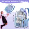 Dafelile Clear Backpack for Girls Heavy Duty Transparent See Through Backpacks for School Large Capacity Blue Marbles Stadium Approved Clear Bookbag for Boys view 4