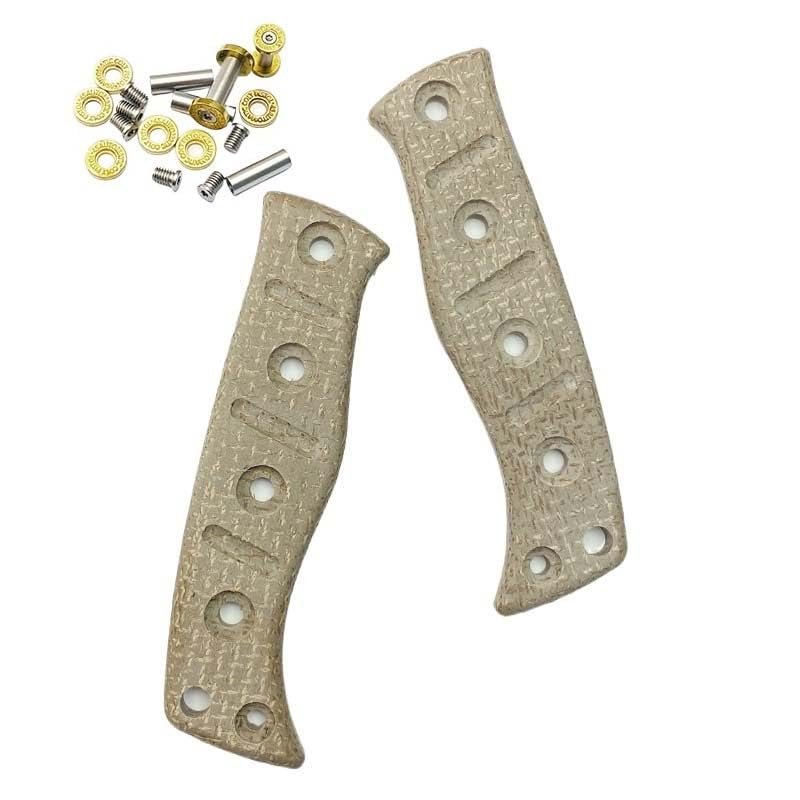 Echeson 1 Pair Custom Micarta Handle with 5 Sets Screws Fits for Fixed Adamas 375, Scales Handle Patch DIY Replacement(Color:Light Brown)