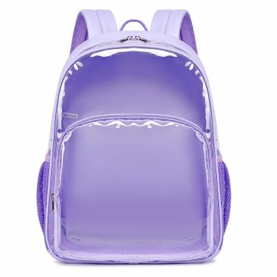 Dafelile Clear Backpack for Girls Heavy Duty TPU Transparent Bookbag Large Capacity Purple School Backpacks for Concert Work Sport Travel