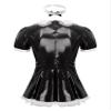 Moily Men's Shiny Leather French Maid Dress Sissy Crossdressing Lingerie Dress Nightwear Pajamas Black XX-Large view 2