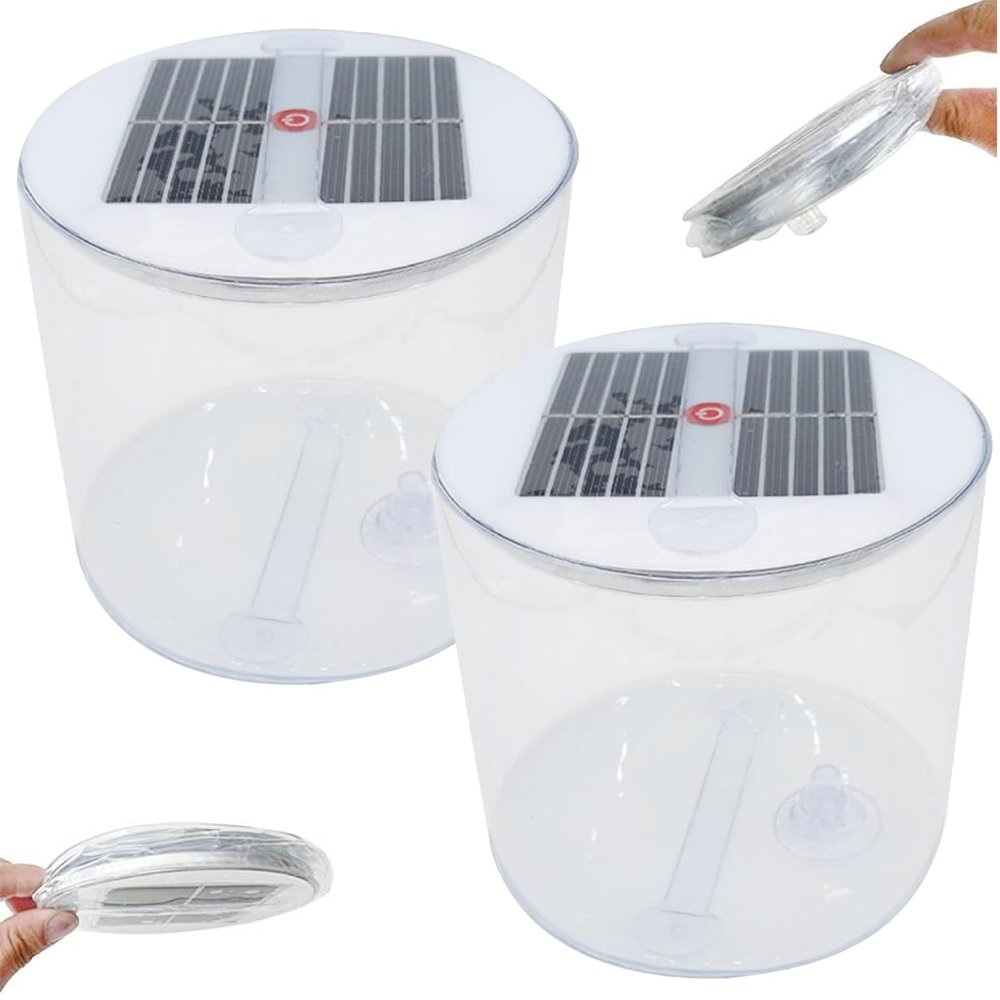 Inflatable Solar Lantern, 2PCS Waterproof Solar Camping Lantern with White LEDs, Portable Foldable Solar Lamp with Handle for Camping, Hiking, Travel, Backpacking, Emergency, Outdoor Camping Light