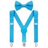 Bskifnn Kids Suspenders Bow Tie Sets Classic Solid Color Toddler Suspenders for Kids Wedding Party (Light Blue) view 1