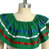 ABEHIK Mexican Dress for Girls Embroidered Traditional Folklorico Drape Dress with Belt Summer Off Shoulder Vestidos Rainbow Ruffle Cinco de Mayo Fiesta Birthday Party Dresses Green 4-5 Y view 4