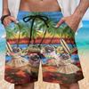Pug Mens Swim Trunks - Hula Dog Hawaiian Mens Shorts - Summer Drawstring Beachwear Shorts Series 75 Size L view 2