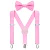 Bskifnn Kids Suspenders Bow Tie Sets Classic Solid Color Toddler Suspenders for Kids Wedding Party (Solid, Pink, kids)
