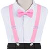 Bskifnn Kids Suspenders Bow Tie Sets Classic Solid Color Toddler Suspenders for Kids Wedding Party (Solid, Pink, kids) view 4