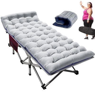 CAMPELLE Folding Camping Cot,Double Layer Oxford Portable Travel Camp Cots,Portable Sleeping Bed Cots for Camp Office Use Outdoor Cot Bed for Traveling