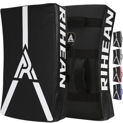 RIHEAN Martial Arts Kicking Shields - Kick Pad for Muay Thai, Taekwondo, Football, Basketball, Hockey Training - Denser Foam, Eco-Friendly PVC Leather Cover - Kick Shield Black