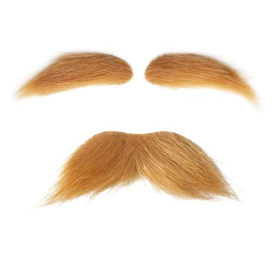 Honcloud Cosplay Mustache and Eyebrow Set for Adult Halloween Costume Accessories(Ginger)