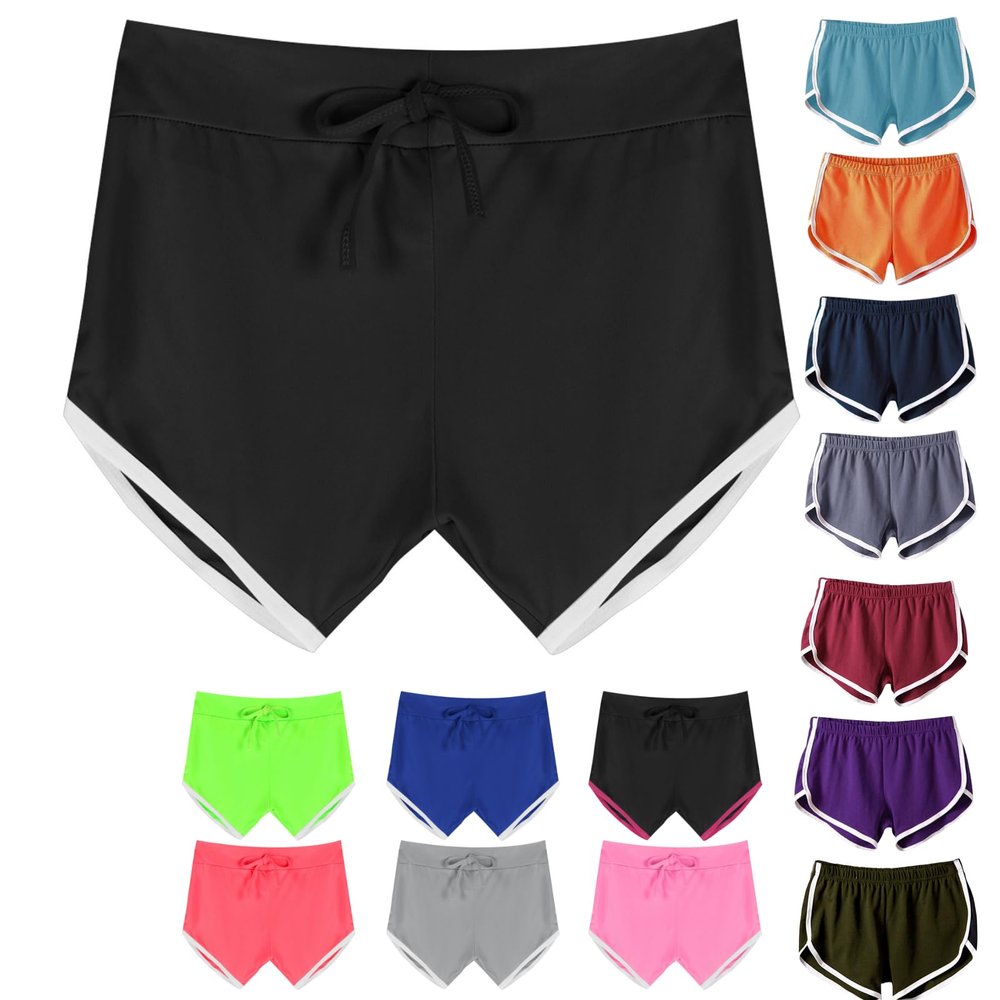 Generic Biker Shorts Women Elastic Waist Athletic Shorts Drawstring Workout Shorts High Waisted Running Shorts Gym Shorts Black, Small