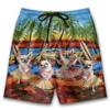 Chihuahua Mens Swim Trunks - Hula Dog Hawaiian Mens Shorts - Summer Drawstring Beachwear Shorts Series 75 Size S view 1