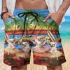 Chihuahua Mens Swim Trunks - Hula Dog Hawaiian Mens Shorts - Summer Drawstring Beachwear Shorts Series 75 Size S view 2