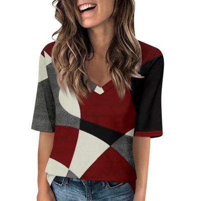Summer Tops for Women 2024 Womens Cotton V Neck T Shirts White Blouses for Women Dressy Trendy Shirts for Women Elbow Sleeve Tops Women V Neck T Shirt Purple Blouses for Women Womens Elbow