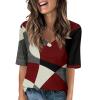 Summer Tops for Women 2024 Womens Cotton V Neck T Shirts White Blouses for Women Dressy Trendy Shirts for Women Elbow Sleeve Tops Women V Neck T Shirt Purple Blouses for Women Womens Elbow view 1