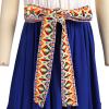 ABEHIK Traditional Mexican Dress for Girls Embroidered Mexican Folklorico Drape Dress with Belt Summer Off Shoulder Vestidos Rainbow Ruffle Cinco de Mayo Fiesta Birthday Party Dresses Blue 4-5 Y view 4