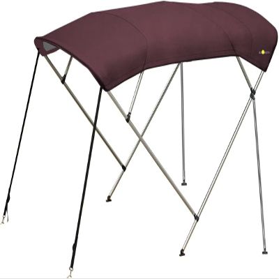 Oceansouth 4 Bow Bimini - 8ft Deluxe (Maroon, Mounting Width 73"-78") Bows Frame Sun Shade Boat Waterproof Cover Boot Storage Strap Large Bow Big Fishing Pole Covers Beach