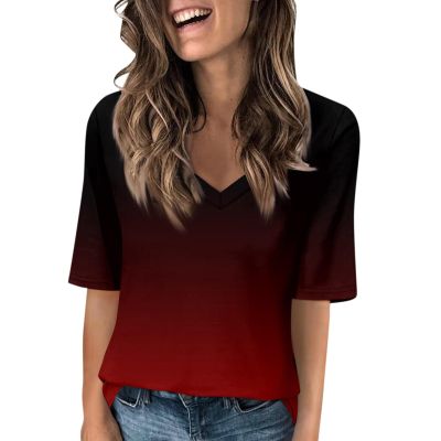 1/2 Sleeve T Shirts for Women Croft and Barrow Womens Tops Womens Elbow Length Sleeve Tops Summer Fashion Cotton Blouses