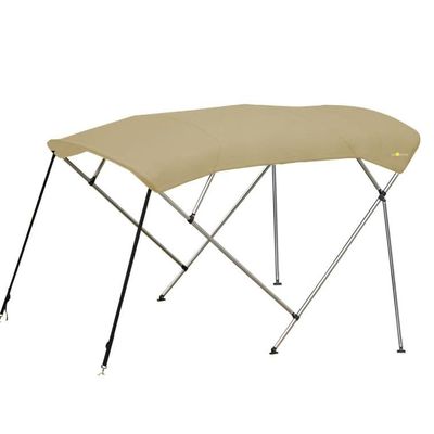 Oceansouth 4 Bow Bimini - 8ft Deluxe (Sand, Mounting Width 67"-72") Bows Frame Sun Shade Boat Waterproof Cover Boot Storage Strap Large Bow Big Fishing Pole Covers Beach