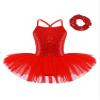 Agoky Girls Sequins Ballet Tutu Dress Sparkly Straps Dance Leotards Ballerina Outfit Dance Costumes Size 2-12 Red 6-7 Years view 1