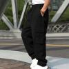 Men's Cargo Sweatpants Loose Fit Pants Joggers Trousers with Muti-Pockets, Open Bottom Drawstring Baggy Hiking Pants Black view 2
