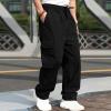 Men's Cargo Sweatpants Loose Fit Pants Joggers Trousers with Muti-Pockets, Open Bottom Drawstring Baggy Hiking Pants Black view 4