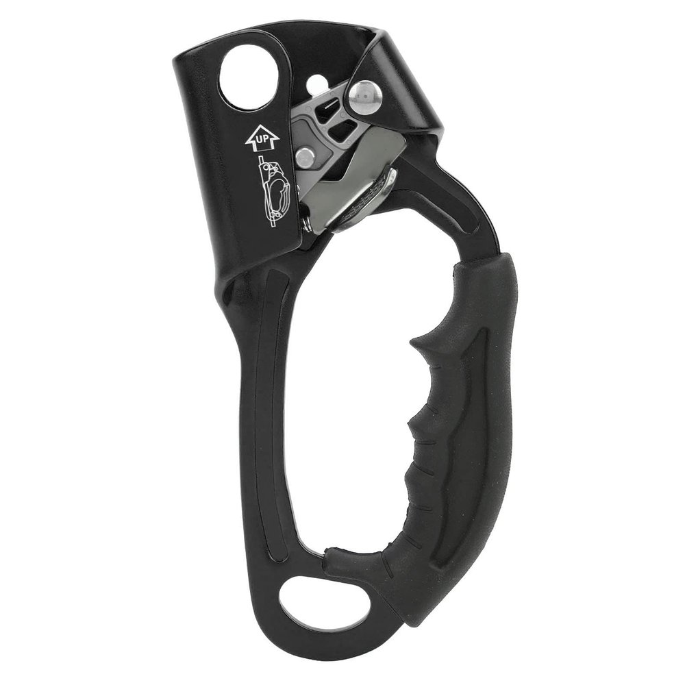 Sunicon Mountaineering Climbing Hand Ascender,Aviation Light Alloy Mountaineering Rock Rappelling Gear Equipment for 8~13mm / 0.3~0.5in Rope (Right Hand Black)