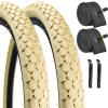 2 Pack 26" Bike Tire 26 x 2.125 Inch Folding Replacement Bicycle Tire Cream or with 32MM Schrader Valve for Beach Cruiser Bike (2 Tires 2 Tubes) view 1