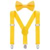 Bskifnn Kids Suspenders Bow Tie Sets Classic Solid Color Toddler Suspenders for Kids Wedding Party (Solid, Yellow, kids)