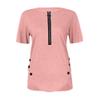 Women's Short Sleeve V Neck Front Zipper T Shirts Casual Tunic Button Up Henley Blouses Loose Fit Solid Color Tops Tees (3X-Large,Pink) view 1
