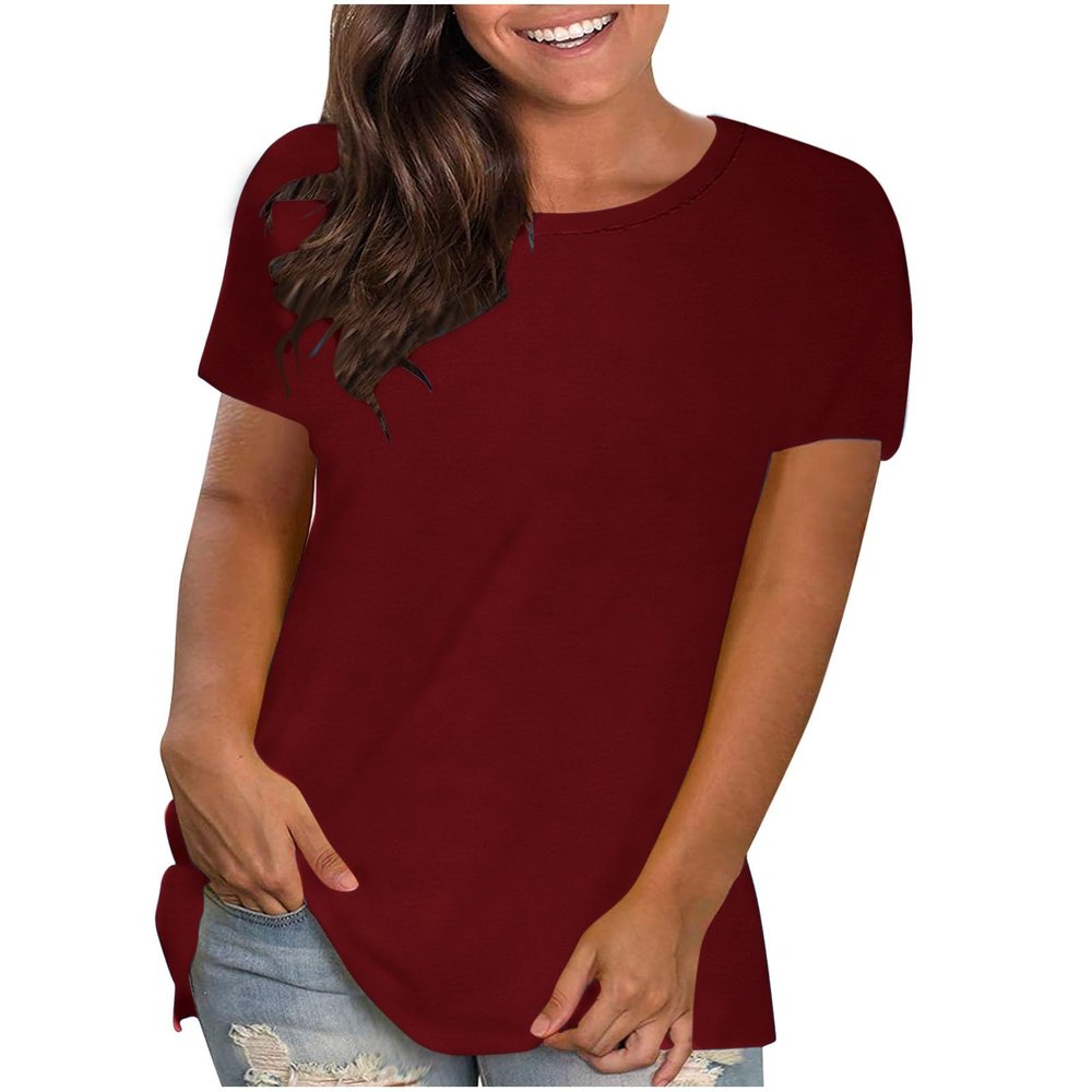 NineFit Basics T Shirts for Women Trendy Cotton Shirts for Women Loose Fit Womens Solid Basic Top Super Soft Tshirt Women Square Neck Tops Basic Short Sleeve Office Tops Today 2024, X-Large
