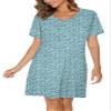 Kabento Nightgowns for Women Cotton Sleep Shirts Short Sleeve Sleepwear, Navy Blue Flowers, XX-Large view 2