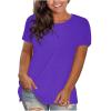 NineFit Basics Womens Tops Dressy Casual Short Sleeve Crew Neck Top Summer Solid Color Tops Flowy Loose Fitting Blouses Basic Blouse, Large