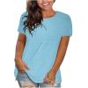 NineFit Basics Womens Tops Dressy Casual Short Sleeve Crew Neck Top Summer Solid Color Tops Flowy Loose Fitting Blouses Basic Blouse, Large