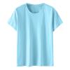 NineFit Basics Womens Tops Dressy Casual Short Sleeve Crew Neck Top Summer Solid Color Tops Flowy Loose Fitting Blouses Basic Blouse, Large view 3