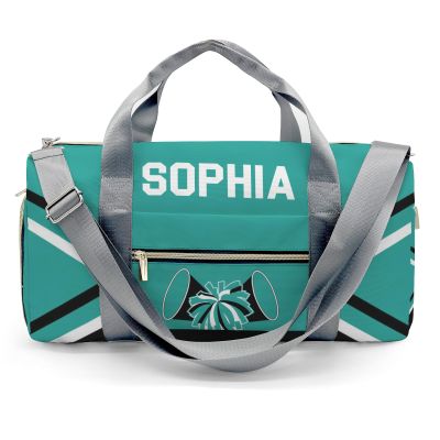 Personalized Multi-Function Travel Cheer Teal Black Duffel Handbag Large Capacity Women Men Gym Yoga Ballet with Name