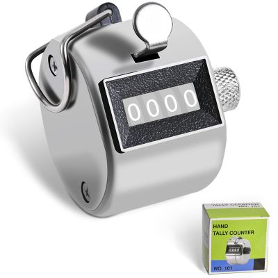 Metal Tally Counter Clicker Counter Handheld Pitch Counter, Manual Mechanical 4-Digit Number Click Counter, One Hand Counter Clicker Digital Counting for Coaching Knitting People Lap Fishing Golf&Row