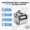 Metal Tally Counter Clicker Counter Handheld Pitch Counter, Manual Mechanical 4-Digit Number Click Counter, One Hand Counter Clicker Digital Counting for Coaching Knitting People Lap Fishing Golf&Row view 2