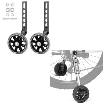FORTOP Bike Training Wheels, Pair of Heavy Duty Rear with Stabilizers Mounted Kit for 12 14 16 18 20 22 24 inch Kids Boy Girls Bike (Black)