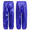 LiiYii Kids Girls Boys Shiny Metallic Dance Pants Modern Jazz Dance Costumes Athletic Leggings Hip Hop Trousers Blue 7-8 Years view 1