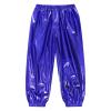 LiiYii Kids Girls Boys Shiny Metallic Dance Pants Modern Jazz Dance Costumes Athletic Leggings Hip Hop Trousers Blue 7-8 Years view 2