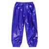LiiYii Kids Girls Boys Shiny Metallic Dance Pants Modern Jazz Dance Costumes Athletic Leggings Hip Hop Trousers Blue 7-8 Years view 3