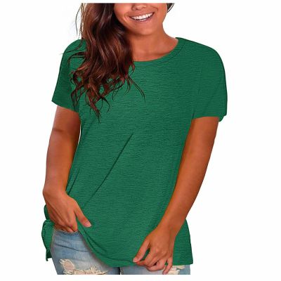 NineFit Basics Women's T-Shirt Womens Tops Trendy Short Sleeve Womens Solid Basic Top Camisetas Blancas Womens Bottoms Trendy Spring Clothes Today 2024, Medium