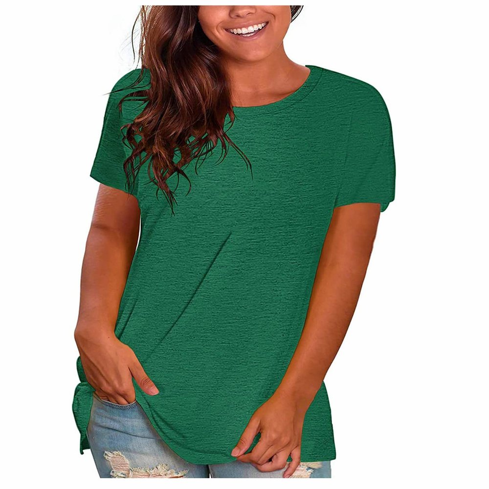 NineFit Basics Women's T-Shirt Womens Tops Trendy Short Sleeve Womens Solid Basic Top Camisetas Blancas Womens Bottoms Trendy Spring Clothes Today 2024, Medium