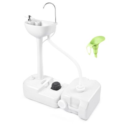 HeyJiaYu Portable Sink Camping Hand Washing Station with Water Tank Towel Holder and Soap Dispenser, 17L Wash Basin Stand with Rolling Wheels Pump Mobile Sink(Camping Wash Basin with Water Tank)