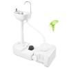 HeyJiaYu Portable Sink Camping Hand Washing Station with Water Tank Towel Holder and Soap Dispenser, 17L Wash Basin Stand with Rolling Wheels Pump Mobile Sink(Camping Wash Basin with Water Tank) view 1