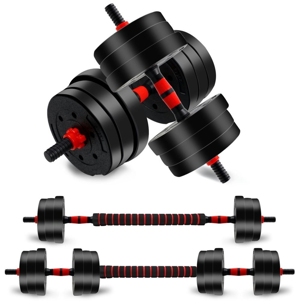 DAMGOLOZA Adjustable Dumbbell Set, Men and Women Free Weight Set Fitness Home Equipment, Barbell with Thick Connecting Bumper Plate Combo for Strength Gym Training