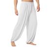 Akklian Men's Lightweight Casual Loose Yoga Pants Elastic Waist Soft Comfy Yoga Harem Pants Workout Joggers Palazzo Pants White view 2