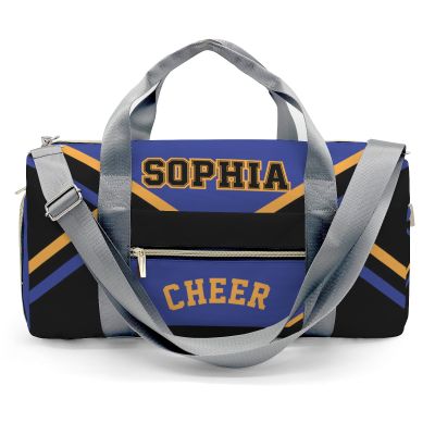Cheer Blue Black Cheerleader Duffel Bag Travel Bag with Shoes Compartment Gym Yoga Sport Men Women Waterproof with Name