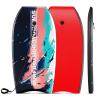 GYMAX Body Boards for Beach, 33"/37"/41" Body Board with EPS Foam Core, Crescent Tail, Dual Channel & Wrist Leash, Lightweight Bodyboard for Kids, Youth, Adults (Orange Wave, 37inch) view 1